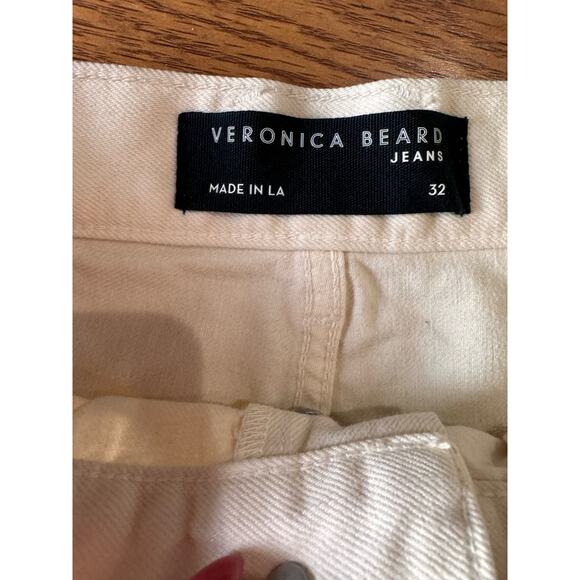 Veronica beard Ecru TAYLOR CROPPED WIDE-LEG high rise JEAN size 32/ US 14 - Picture 13 of 15